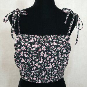 Lily Rose Junior Womens Size X- Large Floral Print Shirt Sleeveless Crop Top NEW
